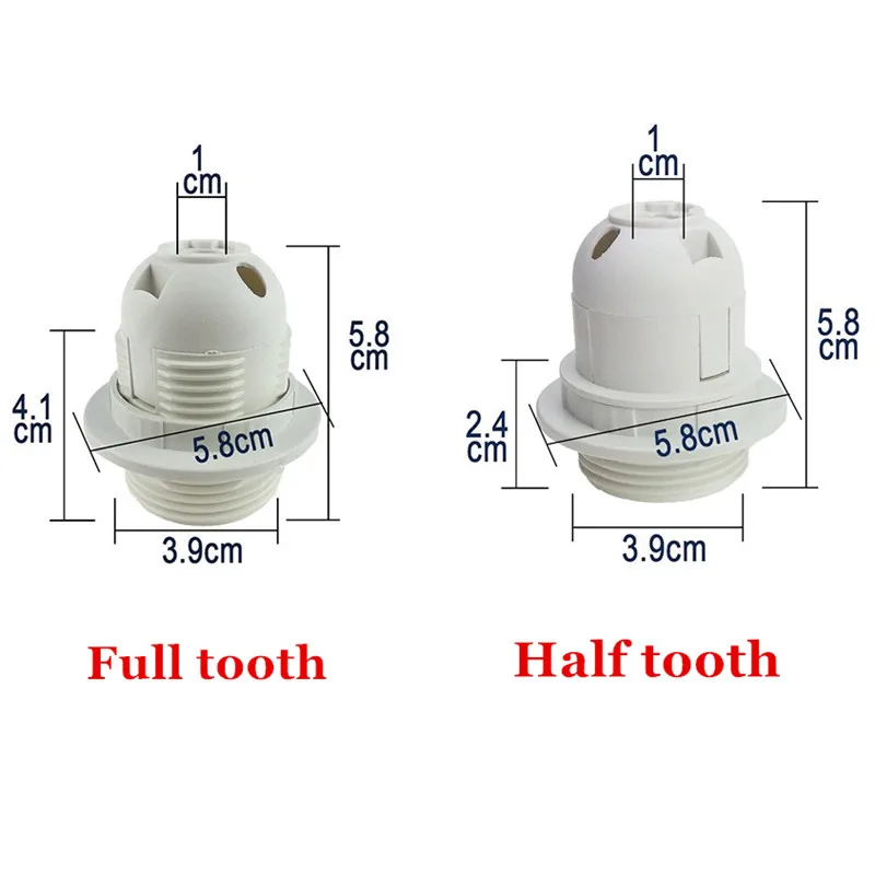 

50Pcs E27 250V Half Full Tooth Screw Lamp Holder Chandelier Base Led Bulb Head Pendant Socket Lampshade Converter