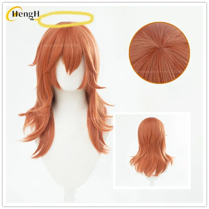 

High Quality Synthetic Wig In Stock Anime Angel Devil 60cm Long Orange Brown Cosplay Wig Heat Resistant Hair Party Wigs +Wig Cap
