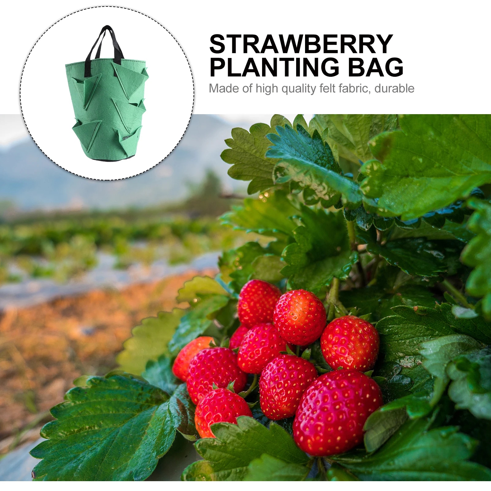 

2Pcs Hanging Strawberry Grow Bag Non-Woven Planting Container Boosts Root Health Gardening Accessories Light Green