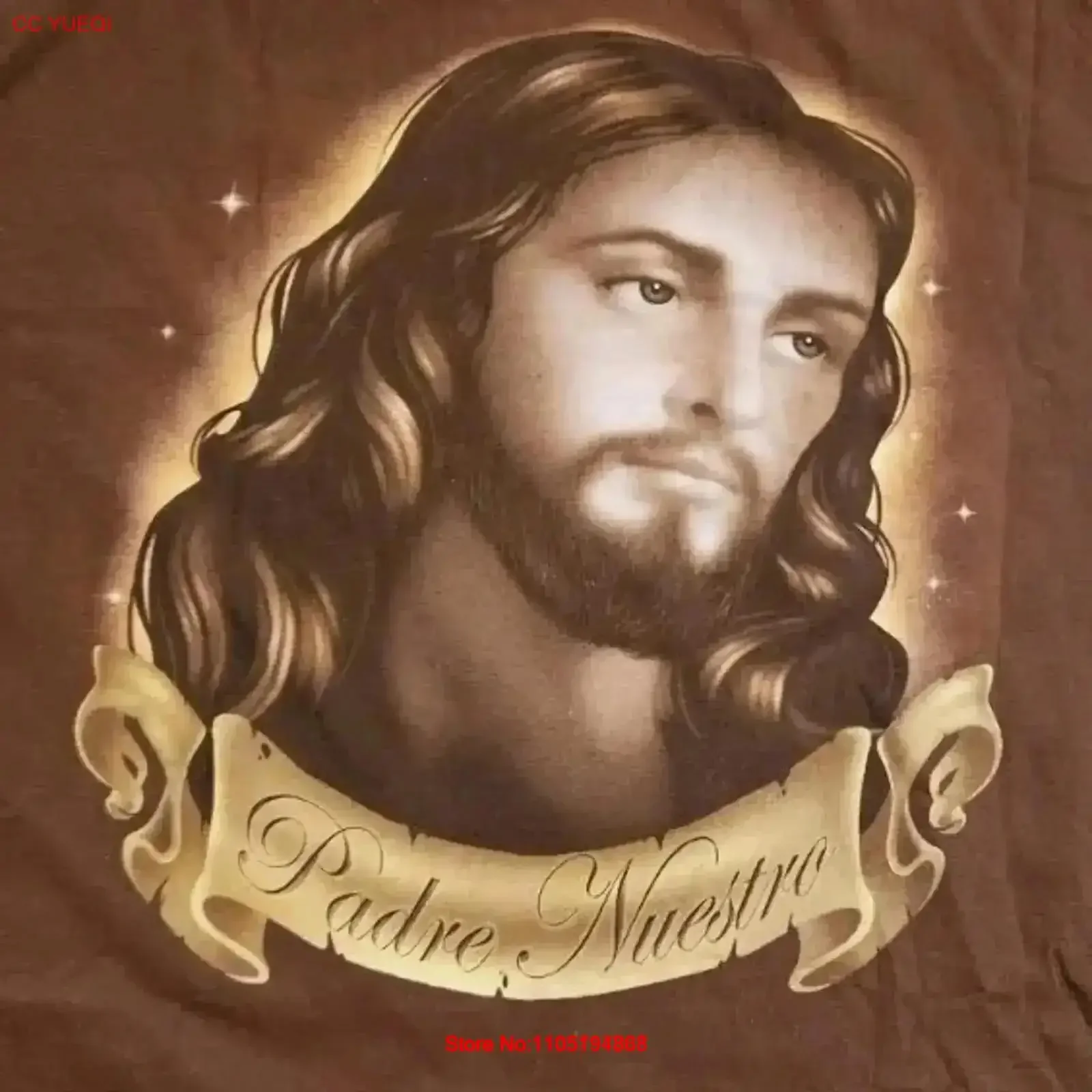 تي شيرت يسوع عتيق 2000s بادري نوسترو وجهنا من الحب للرجال مقاس 2XL أوم مغسول موضة عتيقة قابلة للتنفس