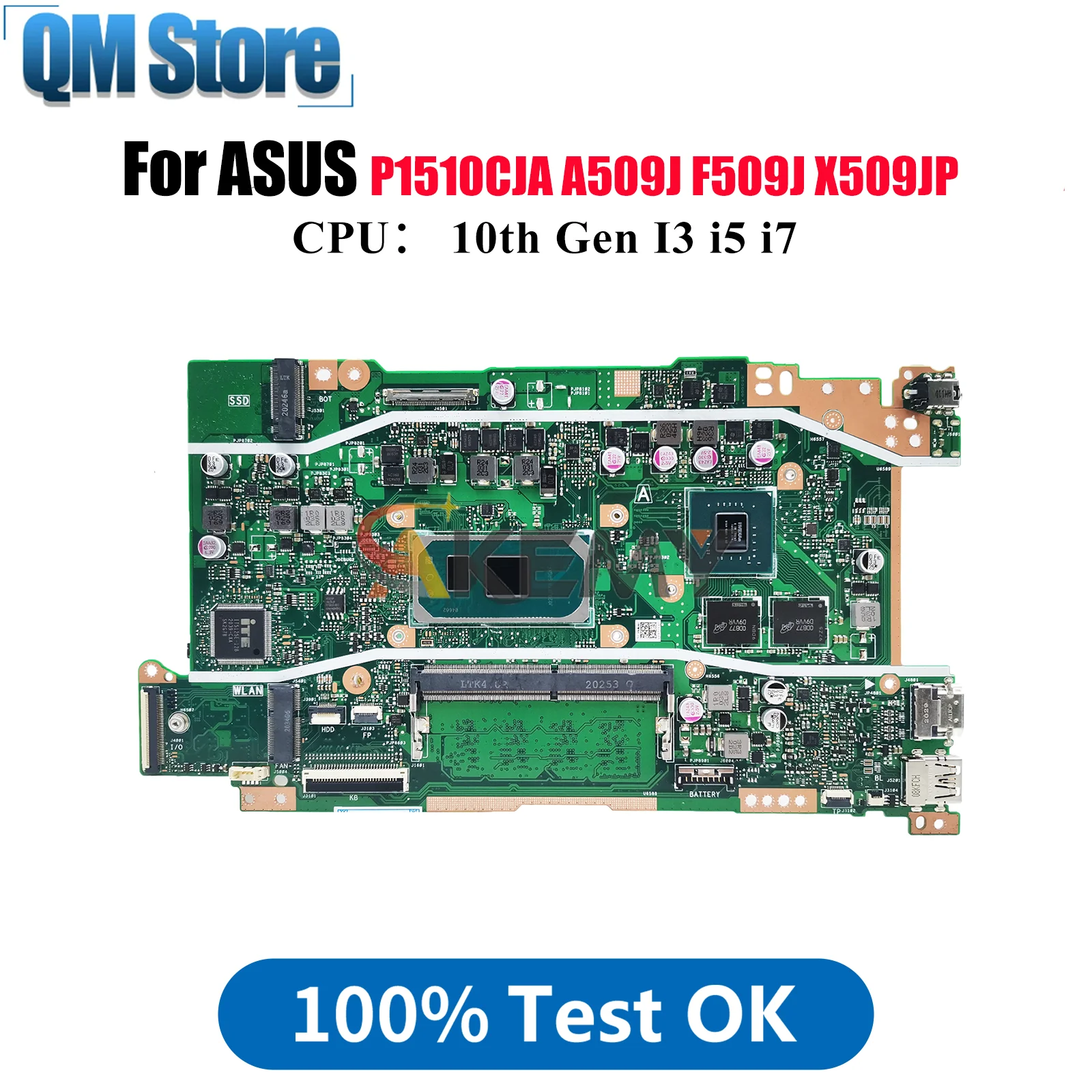 

X509JP Материнская плата для ноутбука ASUS X509JB P1510CJA X409J F409J Y4200J A509J R409J X509JP F509J A409J Материнская плата 10-го поколения I3 i5 i7