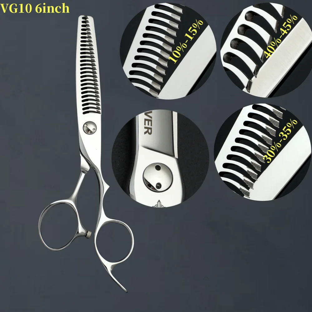 Professional Japanese VG10 thin hair scissors10%-40%  Multi-Size Barber Scissors 5.5-6-6.5-7inch Hairdressing Supplies Tools