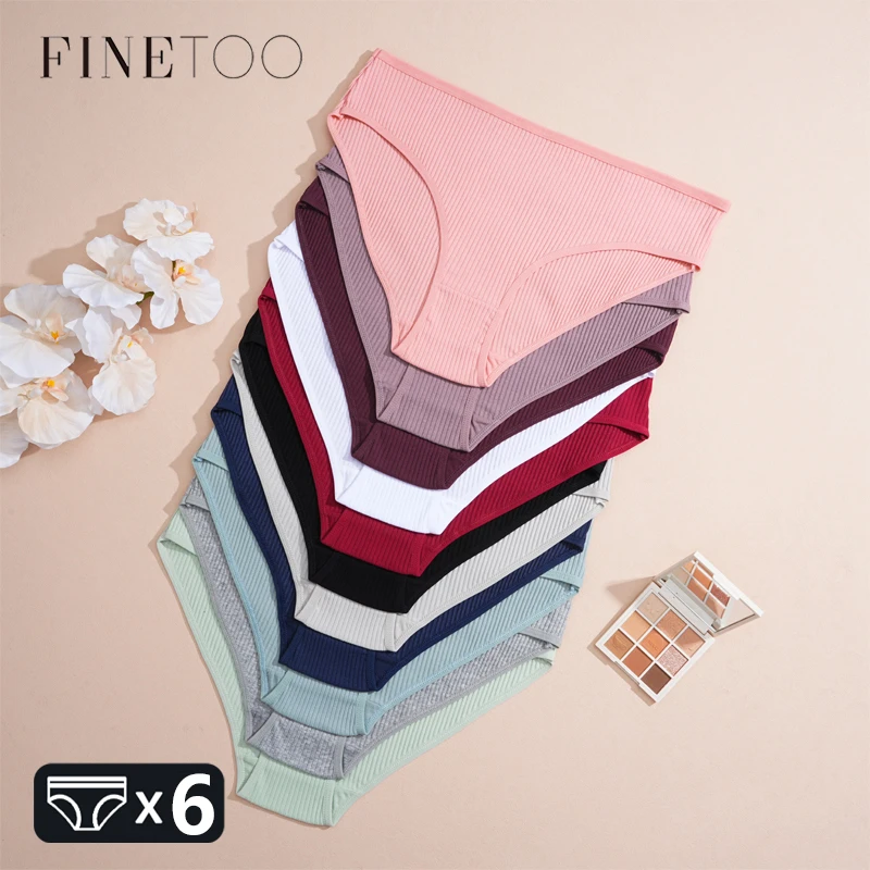 6 قطع من الملابس الداخلية النسائية المضلعة القطنية الصلبة القابلة للتنفس، ملابس داخلية مرنة مثيرة وبسيطة ومريحة، ملابس داخلية أساسية ناعمة للفتيات #1