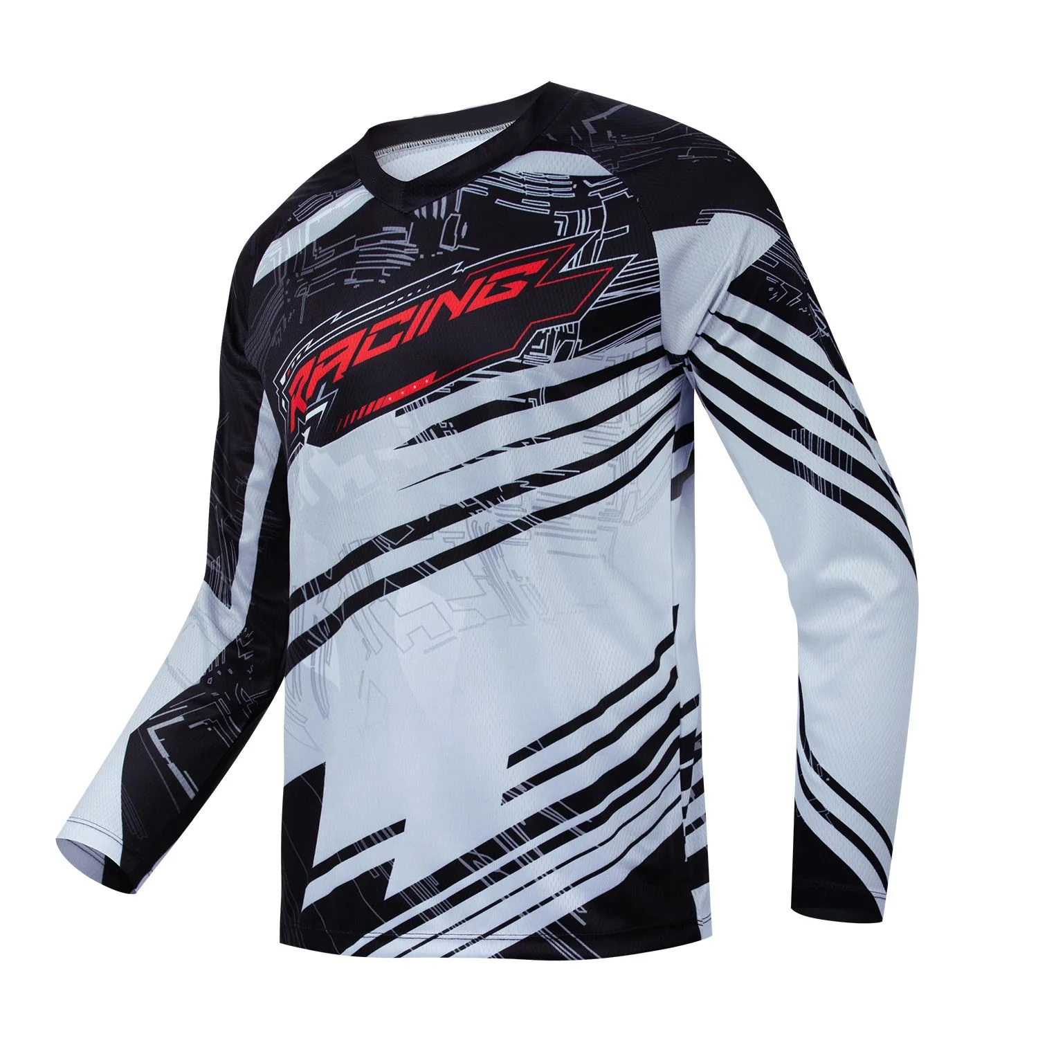 Men's Long Sleeve MTB Cycling Jersey,  All Over Print Motocross MX Shirt, Breathable Outdoor Racing Sports Top  Family Matching
