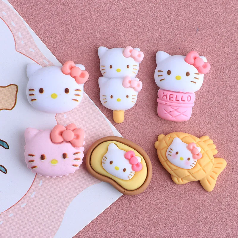 10PCS Kawai cartoon Cute Animal Cats Resin Flat Back Scrapbook Diy Jewelry Hairpin Headrope Decoration Crafts