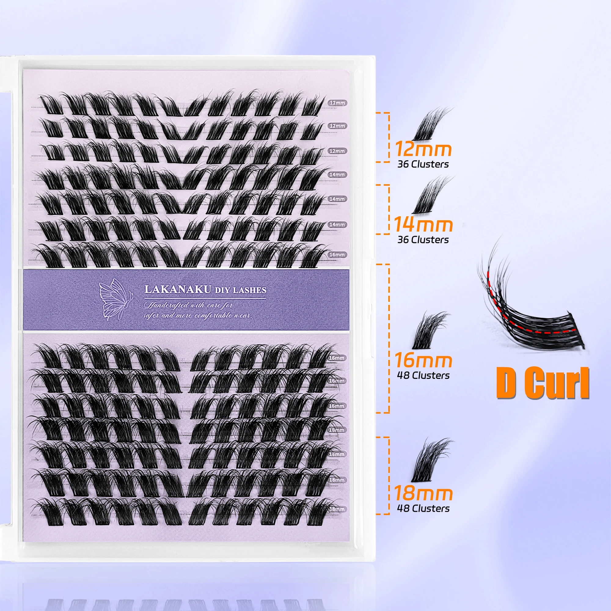 LAKANAKU 3D Puszyste Kępki Rzęs Efekt Lisiego Oka do Samodzielnego Wykonywania Makijażu Kociego Oka z Efektem Podnoszenia do Codziennego Makijażu