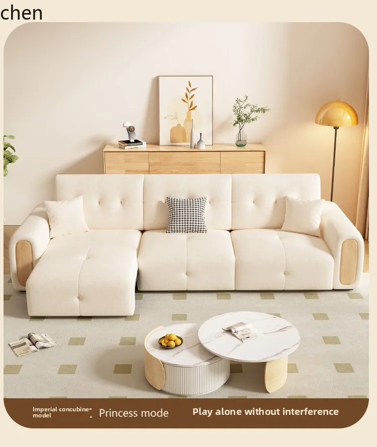 XX  log electric function sofa straight row three-person living room fabric retractable leather dual-purpose sofa bed