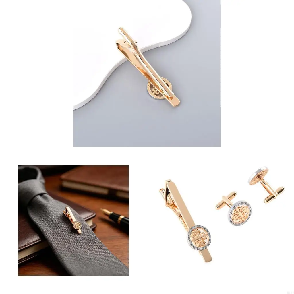 91AF Sophisticated Men Tie Pin Cufflinks Collection Alloy Texture Men Tie Clip