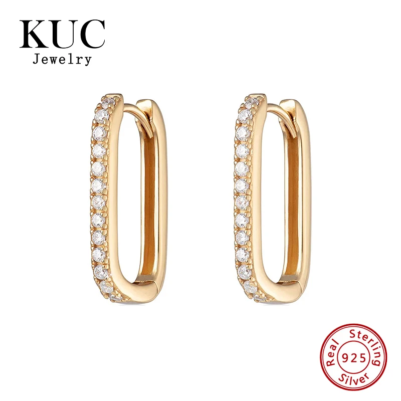 

Fine Jewelry Fashion Bohemian 925 Sterling Silver Luxury Cz Oval Zircon Hoop Earrings for Women