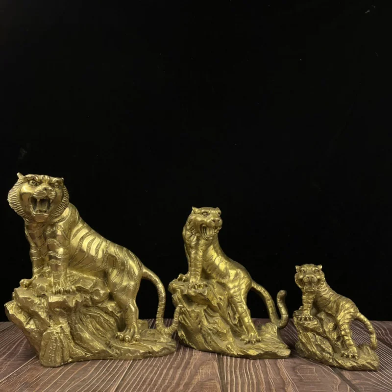 Brass Animal Ornaments Copper Tiger Climbing the Mountain Chinese Zodiac Tiger Home Decoration Office Creativity Gifts & Crafts