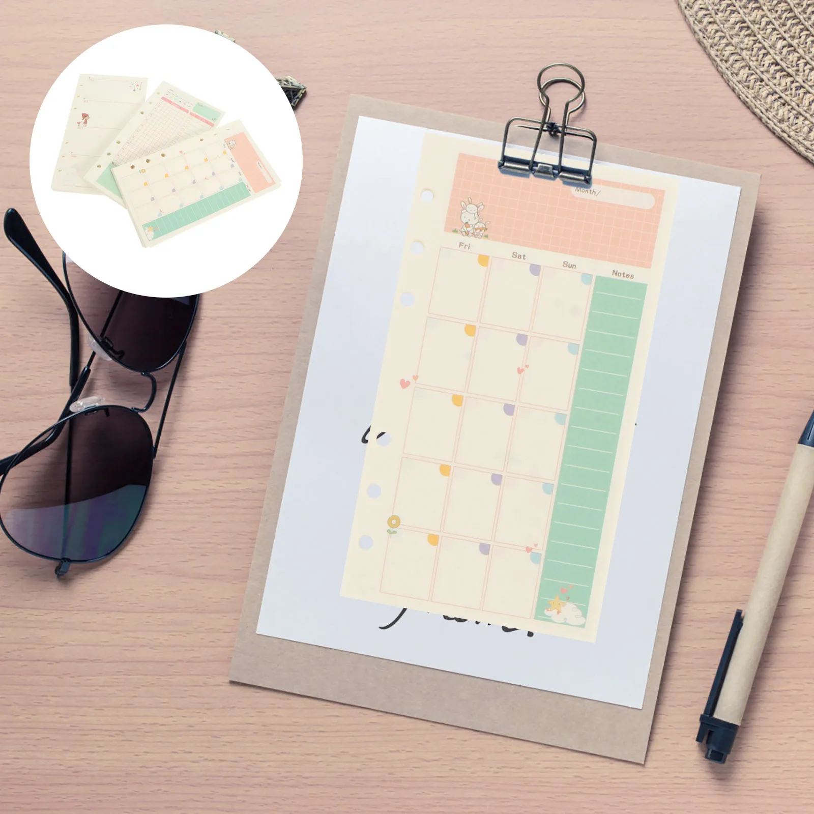 3Pcs Monthly Weekly Daily Planner Replacement Loose Leaf Papers Thick Notepad Refill Papers Smooth Writing Suitable for School