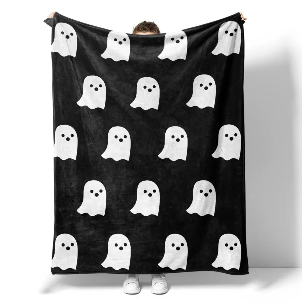 Halloween Plush Blanket Halloween Spirit Blanket Cartoon Ghost Jacquard Halloween Style Flannel Blanket for Ultimate for Use