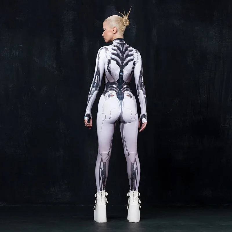 LCK01 [You're My Secret] Robot Punk Jumpsuit Catsuit Halloween Cosplay Costumes For Women Carnival Party Long Sleeve BodysuYh1@！