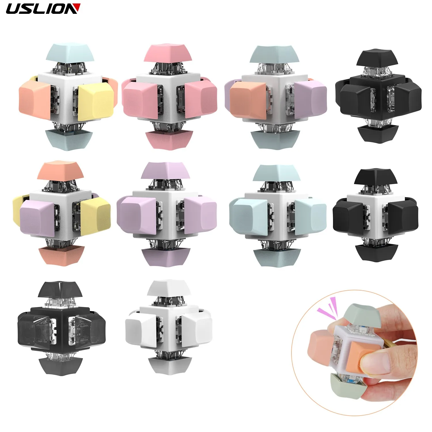 USLION 6 مفاتيح أغطية المفاتيح لوحة المفاتيح الميكانيكية كاختبار الإجهاد تململ لعبة مكتب الضغط تهدئة زر Keycap المفاتيح #1