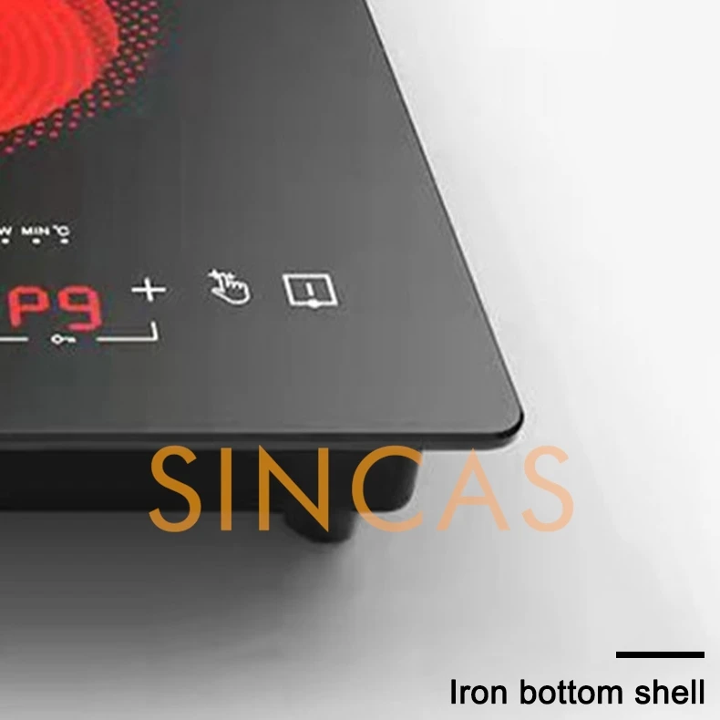 Fornello a induzione elettrico in ceramica a doppia testa incorporato 220 \ 110V Fornello a onda luminosa a doppia testa verticale a piastra completa