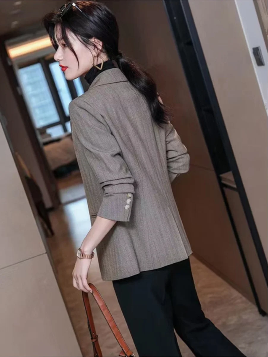 Women's Slim Fit Casual Striped Top Garment Pattern DIY Customization Business Work Uniform School Uniform Design Service