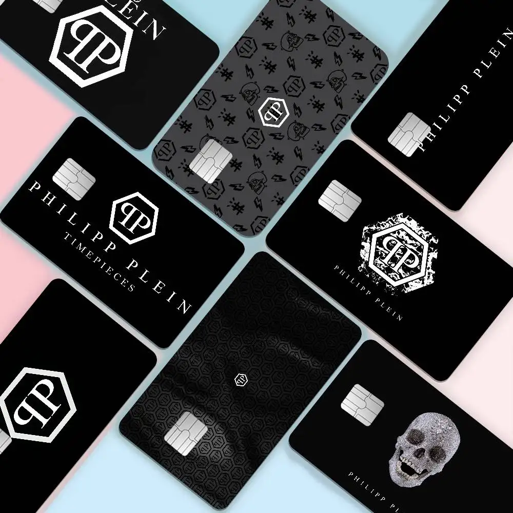 Dark Handsome Style P-Philipp Plein-Fashionable Credit Card Skin Stickers No Adhesive Proof for Credit Card Subway Access Card