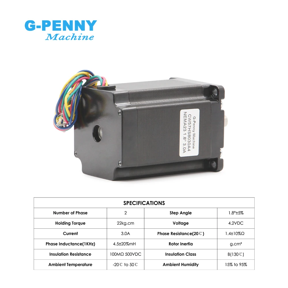 G-Penny NEMA23 Stepper Motor 22Kg.Cm 3A L=80mm D=8mm 315Oz-in 4 Lead for CNC Engraving Machine 3D Printer