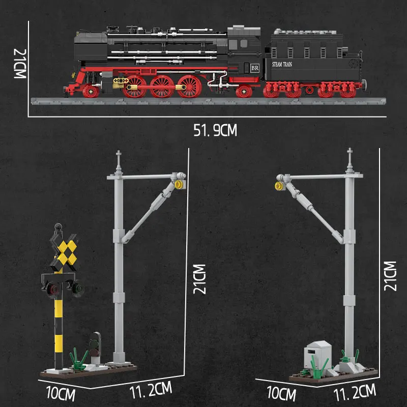 1177Pcs MOC City Technology Middle Ages Steam Train Transportation Model Toys Building Blocks Bricks Birthday Gifts Kid Children