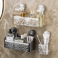 Suction Cup Storage Rack Bathroom Shelf Plastic Washroom Sink Hanging Basket Wall Hanging Storage RacK