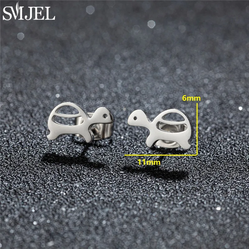 Multiple Animal Stainless Steel Earings Fashion Jewelry Minimalist Snail Owl Fox Dinosaur Stud Earrings Boucle D'Oreille Femme view 2