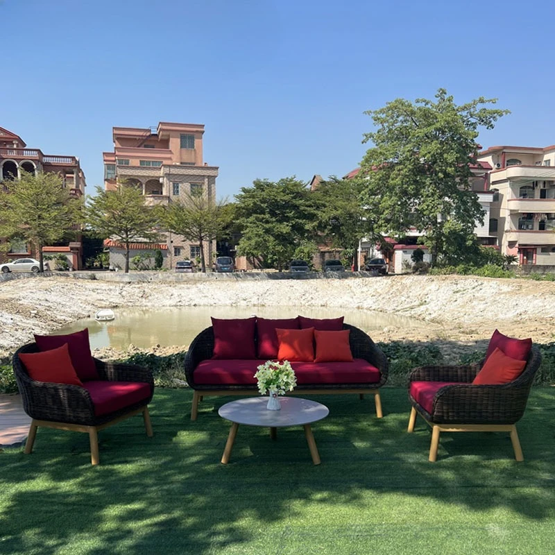 

Outdoor sunscreen waterproof leisure sofa living room balcony outdoor courtyard homestay three-person rattan chair combination f