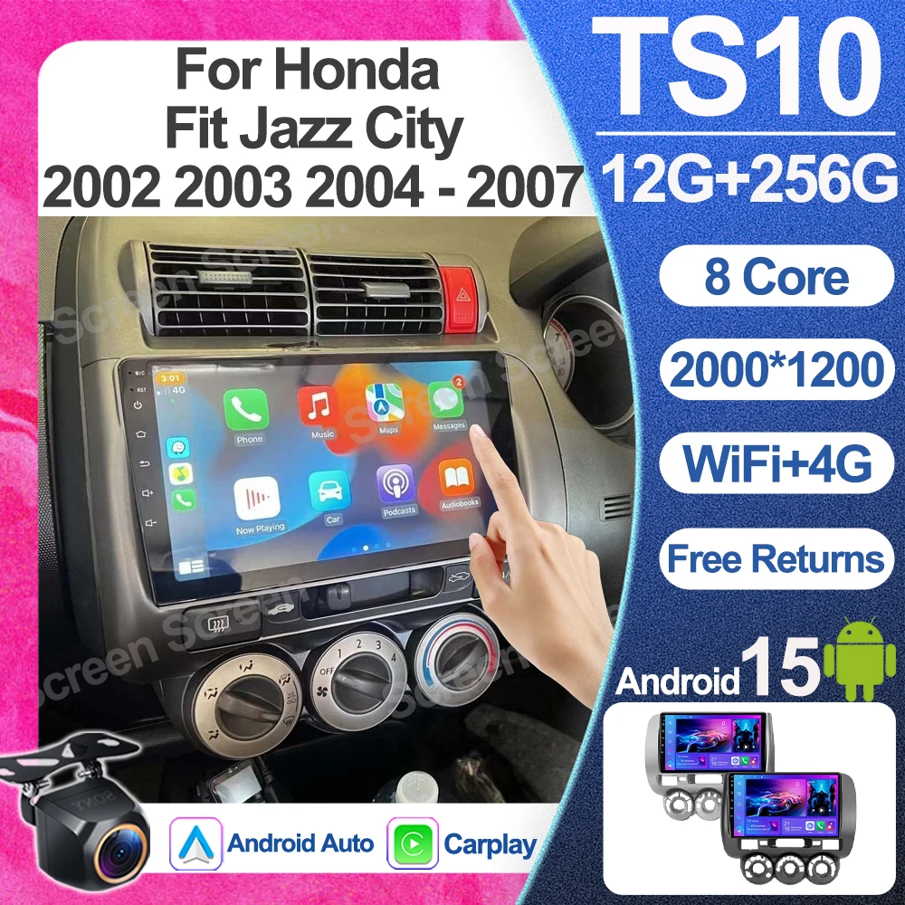 

Car Radio For Honda Fit Jazz City 2002 2003 2004 2005 2006 2007 Multimedia Player No 2din Android Auto Carplay DSP 5G Wifi GPS