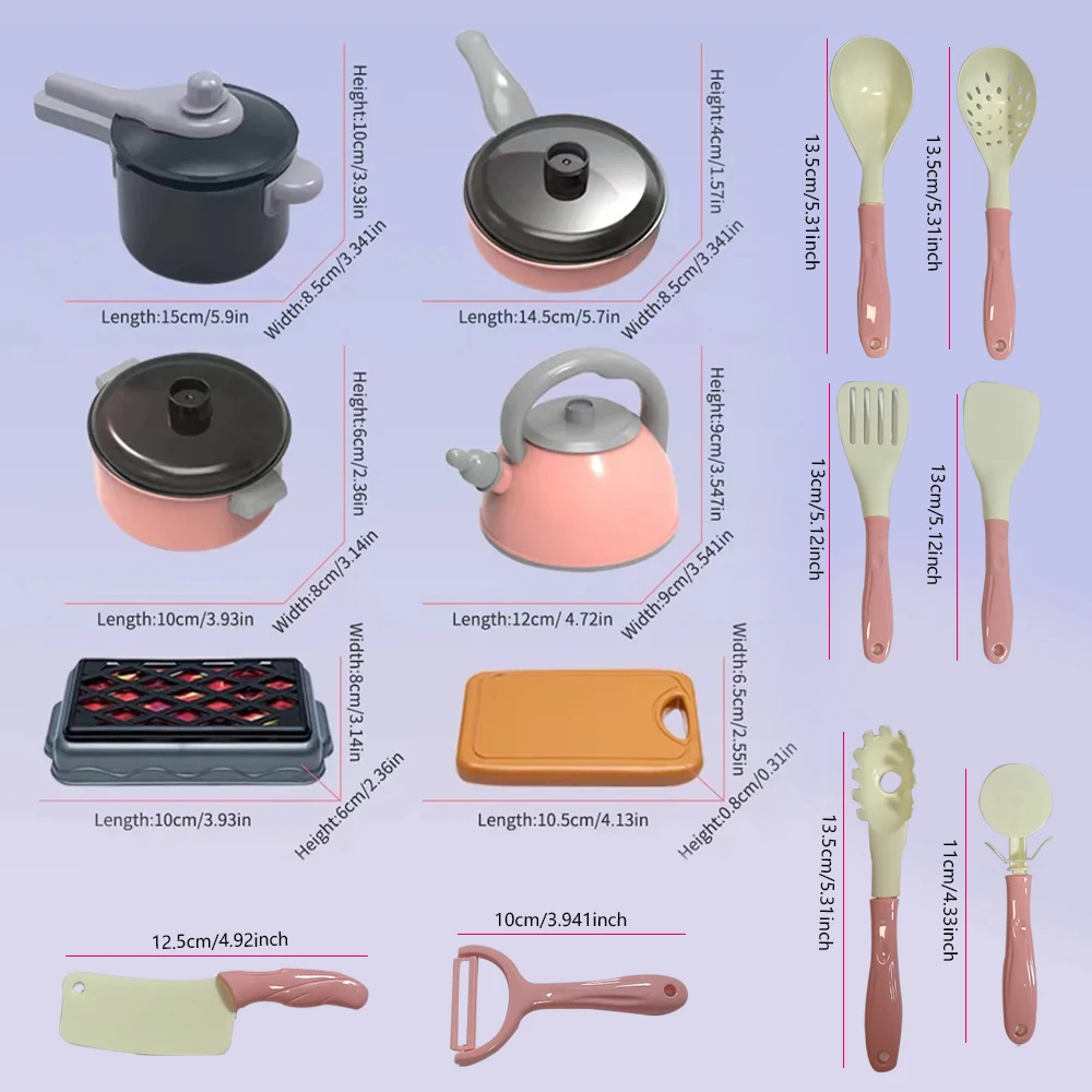 キッズキッチンおもちゃセット 92/69/59 個プレイキッチンアクセサリーキットプレイポット付きごっこ遊び食品調理おもちゃ幼児女の子男の子ギフト