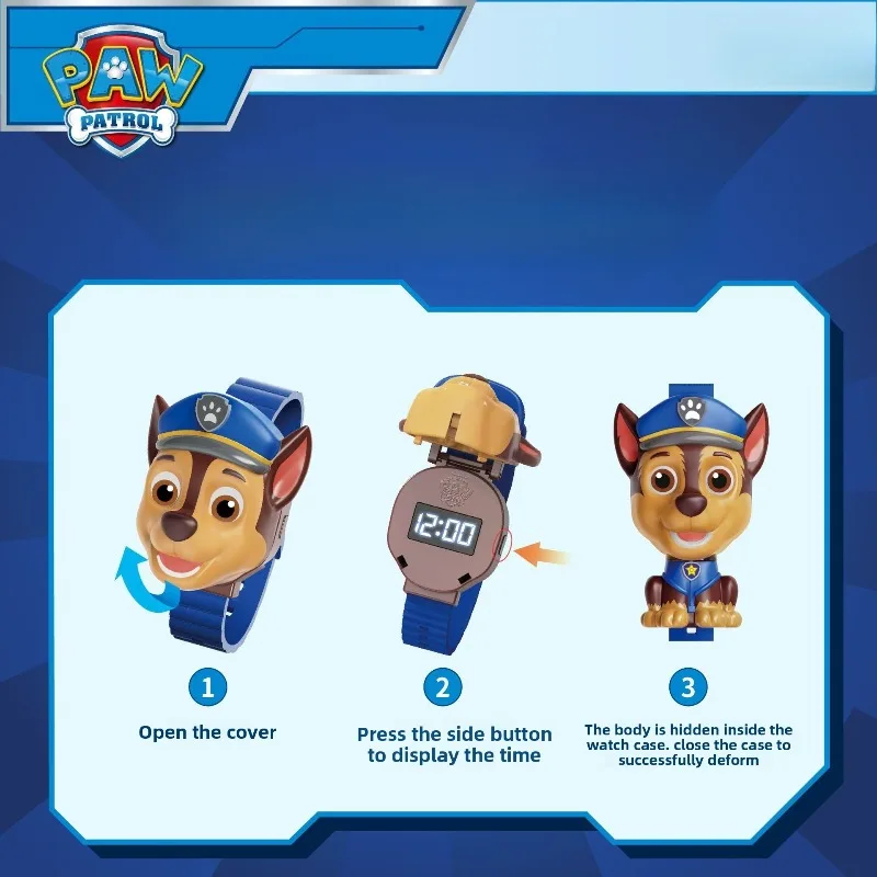 باو باترول تشيس الأطفال الساعات أنيمي سيليكون حزام ساعة إلكترونية الكرتون للتحويل صبي فتاة ساعة رقمية هدايا عيد الميلاد