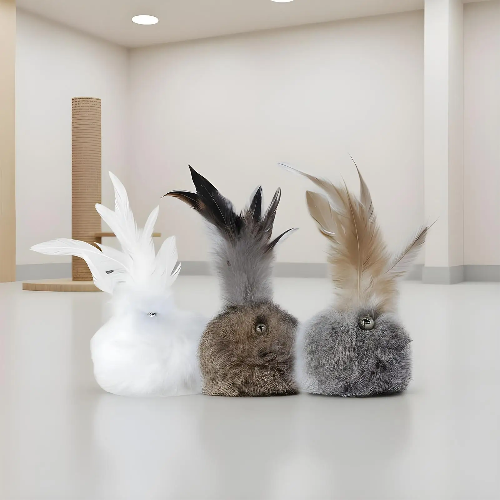 

Кошачьи шарики, 3-х шт., игра в катящийся мяч с колокольчиком, реалистичная кроличья шерсть, интерактивная игрушка для кошек для шлифовки зубов, упражнений для бега