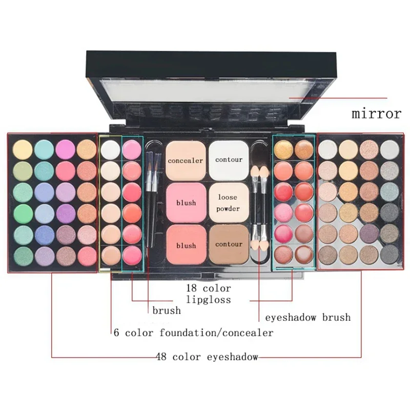 Paleta de Sombras Brilhantes para Mulheres Matte, Impermeável, Duradoura, Pó Pressionado, Kit Cosméticos, Moda, Ferramentas de Maquiagem, 78 Cores