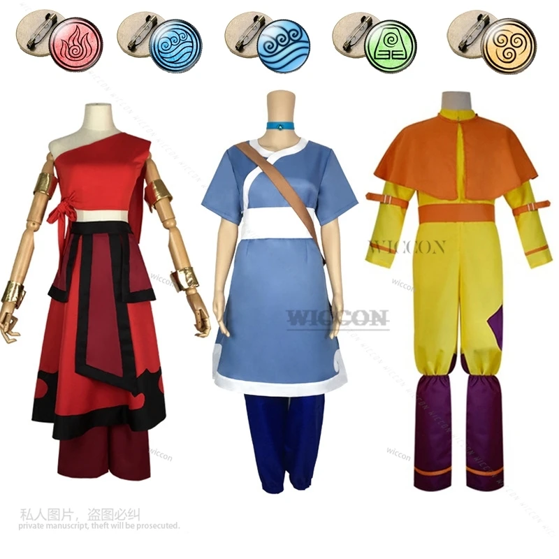 Аниме Аватар Последний аirbender Katara Mai Zuko Azula Aang Korra Косплей Костюм для взрослых мужчин женщин Хэллоуин искусственное платье эмблемы