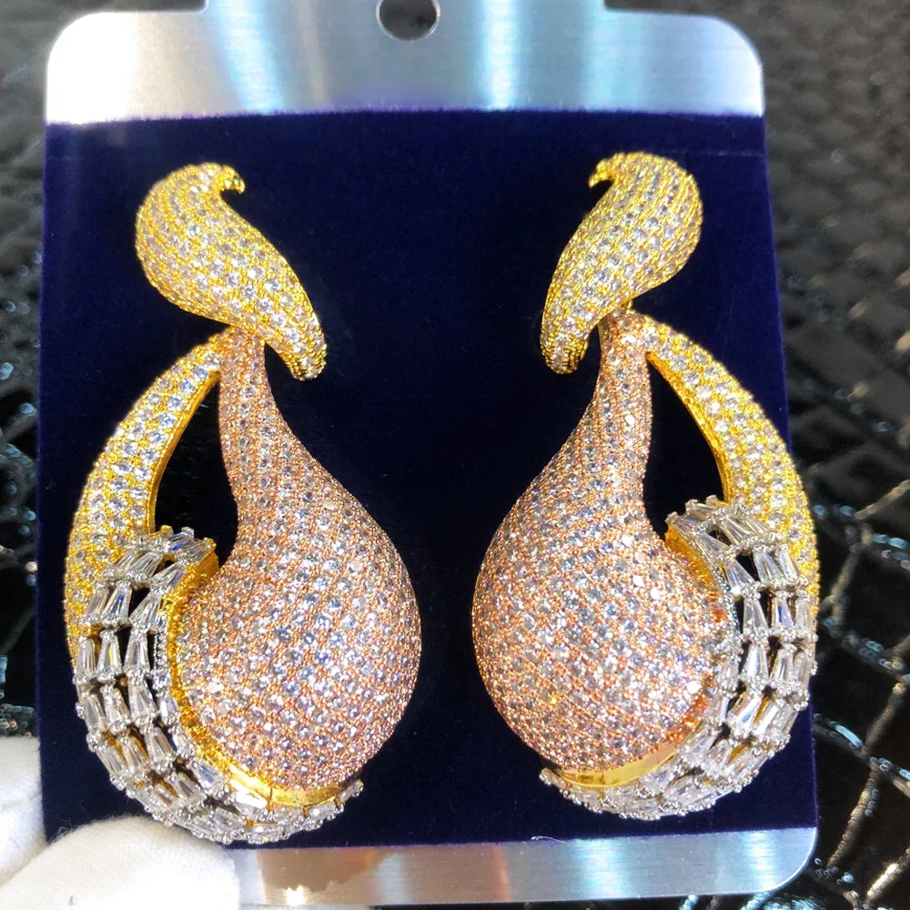 

Missvikki Luxury Big Pendant Earrings For Women Cubic Zircon Wedding Bridal Jewelry Gift Nigerian Qatar Women Earrings Gift