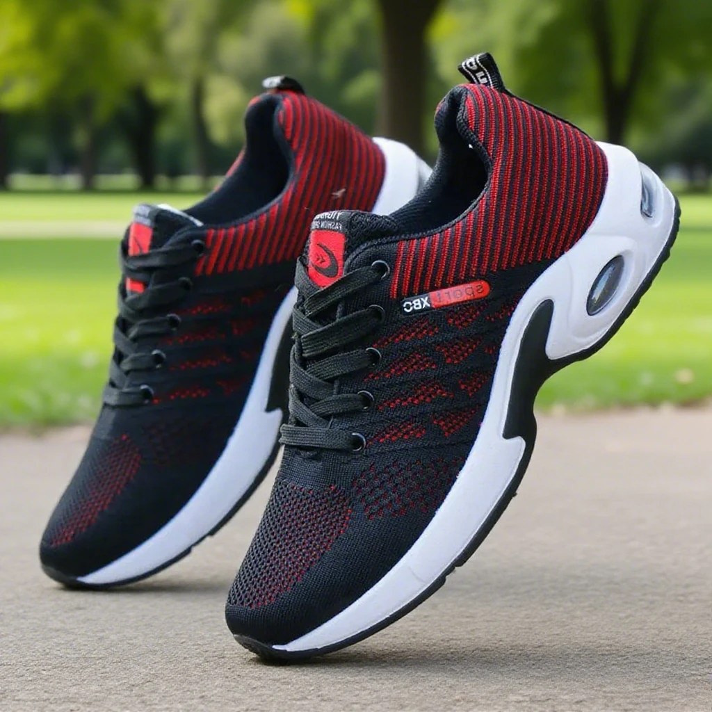

Men's Sports Running Shoes Fashionable Versatile Casual Shoes Outdoor Mesh Fabric Lightweight Shock-absorbing Black Tennis Ball