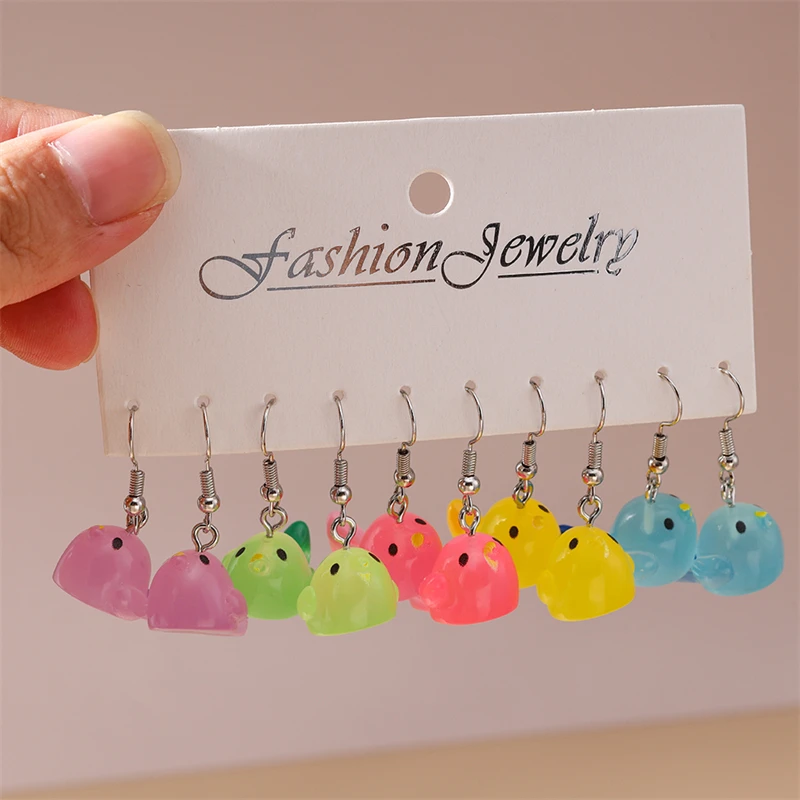 5 Paar/Set Cartoon-Tier-Ohrhänger für Frauen Bunte Harz-Vogel-Ohrhänger Mädchen Party Festival Schmuck Geschenke – Detail 1