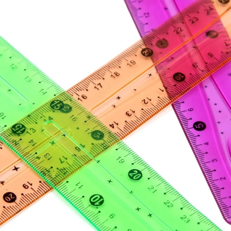 Règle Flexible colorée en plastique souple, règle droite transparente avec pouces métrique pour atelier, maison, école,