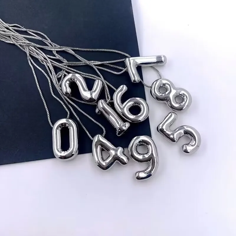 Fashion new silver plated bubble balloon number one two three four five six seven hip hop pendant necklace jewelry for women men