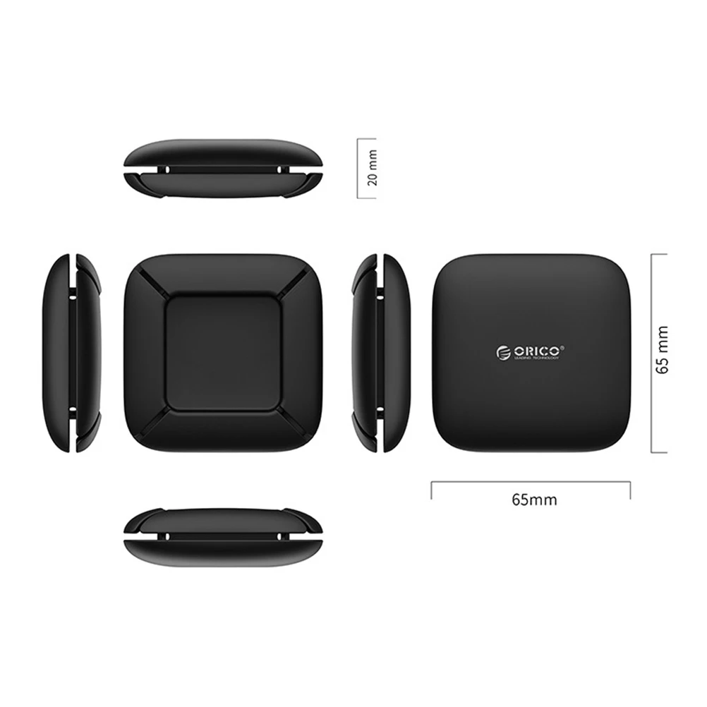 

Multi Function Mobile Phone Data Cable Headphone Cable Winder Silicone Wire Take-up Storage Box(Black)