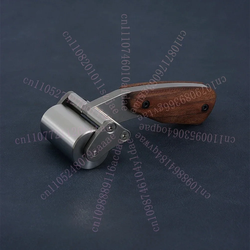 Nattools Leather Roller Heavy Duty 304 Stainless Steel 60MM Press Wheel with Black Walnut Handle DIY Handmade Leathercraft Tools