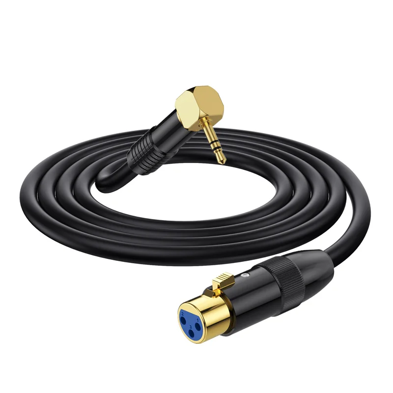 90 Degree Right Angle 3.5mm Male to XLR Female Unbalanced Interconnection Cable for Microphone Sound Card Camcorder & More