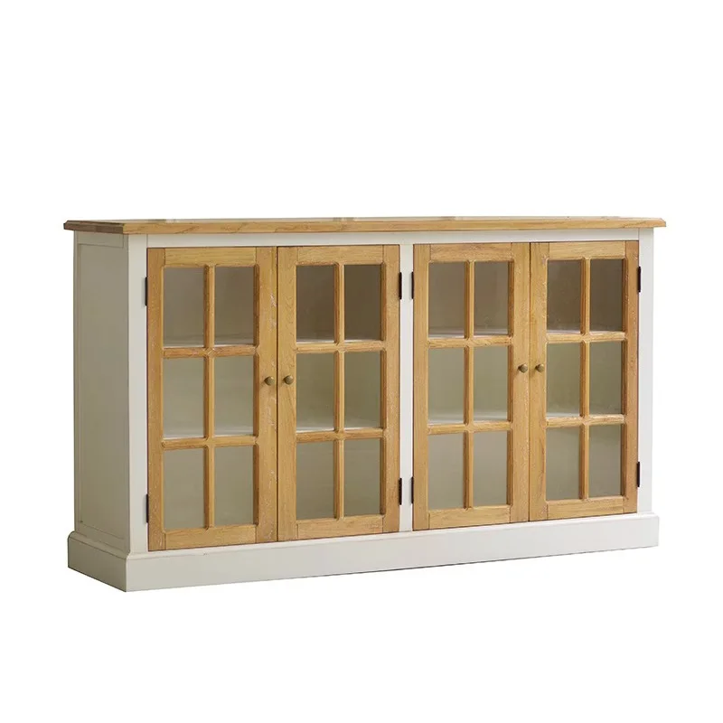Safe American Light Luxury Solid Wood Dining Side Cabinet, Living Room Simple Antique Four-door Storage