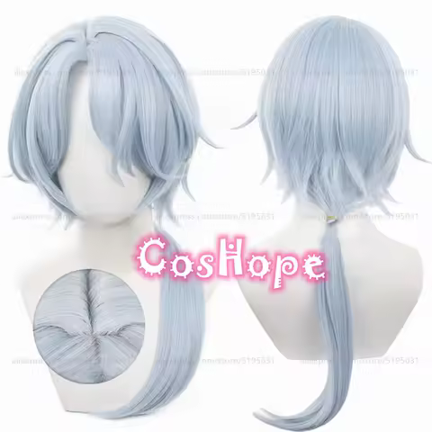 Misha Cosplay Wig 60cm Long Hair Blue Wig Cosplay Anime Cosplay Wigs Heat Resistant Synthetic Wigs