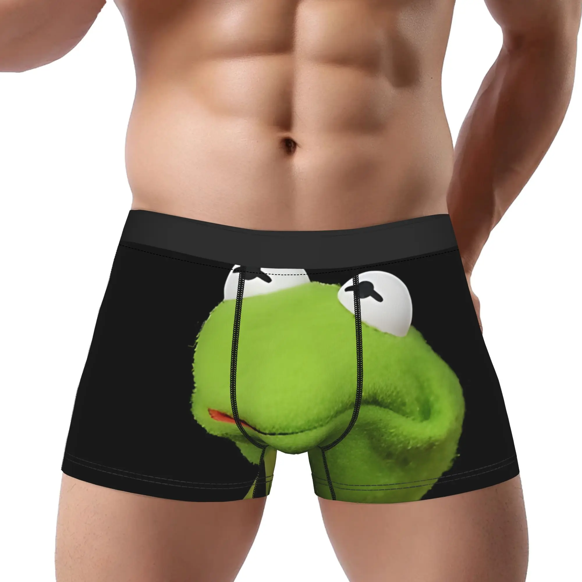 

1 шт. Трусы-боксеры с изображением лягушки Кермита, дышащие, вентилируемые, мужские трусы-шорты