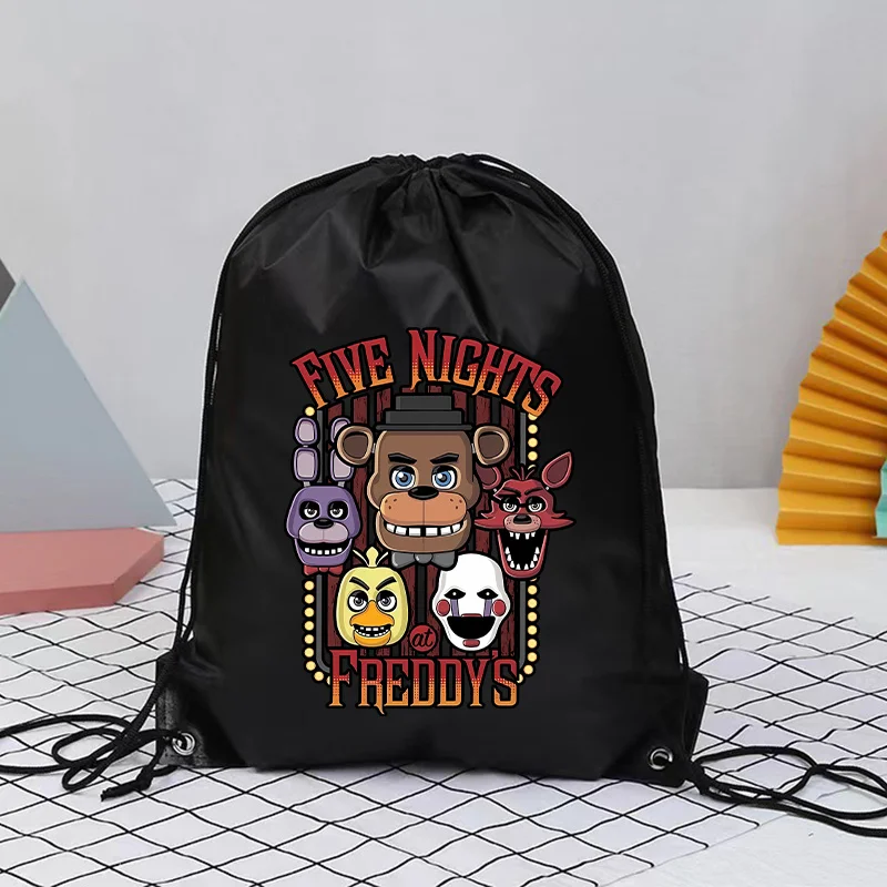 حقائب برباط من Fnafs، حقيبة هدايا لحفلات Freddys، حقيبة تخزين من البوليستر المقاوم للماء، حقيبة ظهر محمولة للسفر في الهواء الطلق