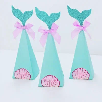 

50/100pcs Little Mermaid Candy Box Gift Boxes Mermaid Birthday Party Decorations Kids Favor Mermaid Paper Bag for Wedding