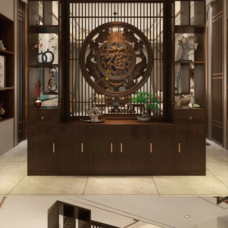 

Subareas Screens Living Room Solid Wood Entrance Cabinet Villa Background Wall Home Partition Wine Cabinet Blocking