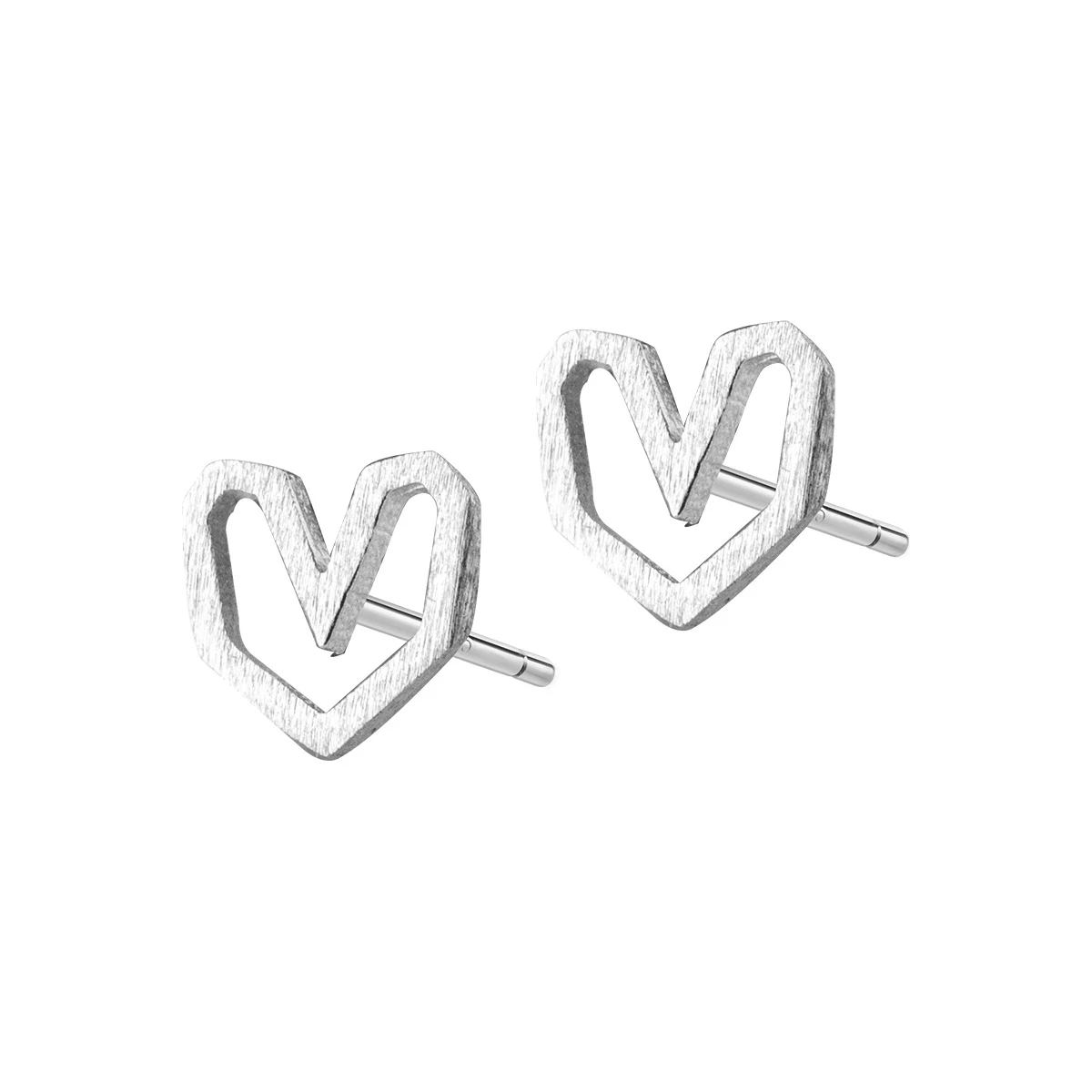 Modian Vintage Frosted Charm Hearts Stud Earrings for Women Girl 925 Sterling Silver Ear Studs Silver Fashion Korean Jewelry