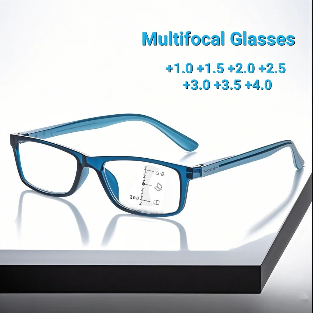 

Vintage Small Frame Multifocal Reading Glasses New Ultra Light Unisex Multifunctional Versatile Anti-Blue Light Glasses