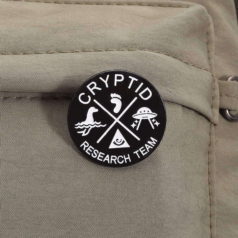 Cryptid Research Team Brooches Accessories Creative UFO Bigfoot Aliens Enamel Pins Backpack Clothes Lapel Badge Jewelry Gift
