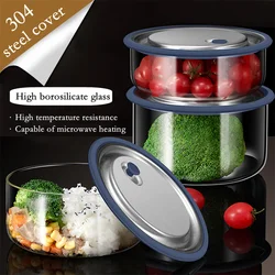 High Borosilicate Glass Round Lunch Box Microwave Oven Bento Box Sealed Glass Office Workers' Fresh-keeping Box Bento Lunch Box